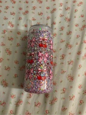 Cherry and Bow Snowglobe Tumbler